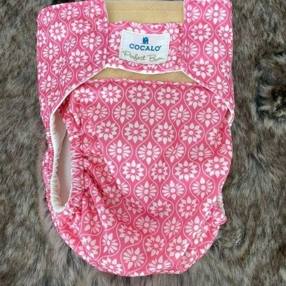 Cocalo Girls Pink Floral Snap Loop Closure Cloth Diaper Adjustable